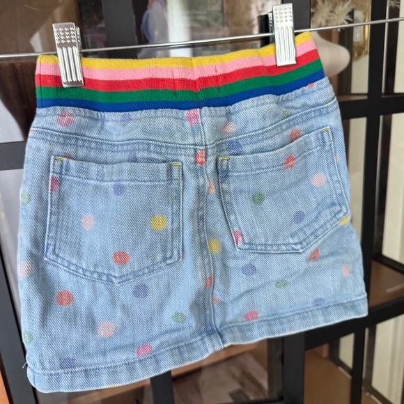 Mini Boden rainbow denim skirt rib polka dots colorful toddler girl drawstring - Picture 3 of 6